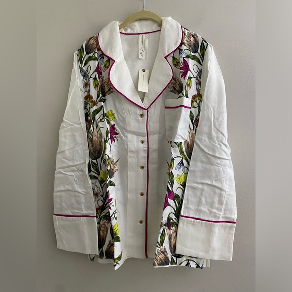 By Anthropologie Flannel Buttondown Pajama Top blouse L NEW NWT - Picture 13 of 14